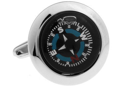 Compass Pair Cufflinks Really Works Wedding Fancy Gift Box & Polishing Cloth