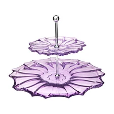 Crystal Hand-Crafted Decorative Tier Cake Stand - Amethyst-Sprayed, 8.5 Inches