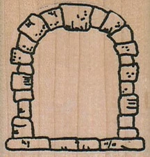 Stone Arch 1 3/4 x 1 3/4" Rubber Stamp,  Structures Stamp, Places Stamp