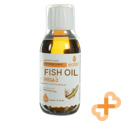 ECOSH Fischöl mit Camelina Sativa Öl Orangengeschmack 150 ml Immun Herz Gesun...
