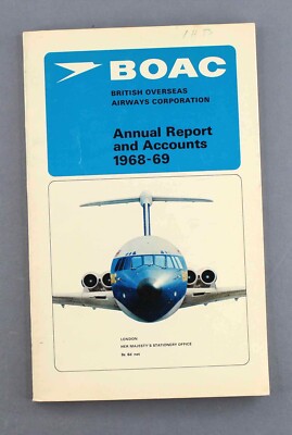 BOAC 1968-69 AIRLINE ANNUAL REPORT & ACCOUNTS B.O.A.C. ROUTENKARTE VC10 BOEING 707