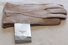 Gorgeous Vintage Christian Dior Light Brown Gants Women's Leather Gloves New/Tag