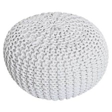 Knitted stool pouffe seat pouffe chunky knit pouffe white Ø 55 cm