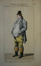 FASHION COLOUR ENGRAVING COSTUME THEATRE MARTINET EP EMPIRE MEN ENGLAND 1810