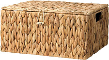 Water Hyacinth Wicker Baskets for Organizing, Large Wicker Basket with Lid, Deco
