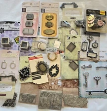 Metal Findings Lot Frame Pendant Buckle Jewelry Making Altered Art Assemblage