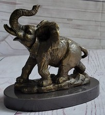 Collectible Statue bronze sculpture Animal Large Signed African Elephant Decor