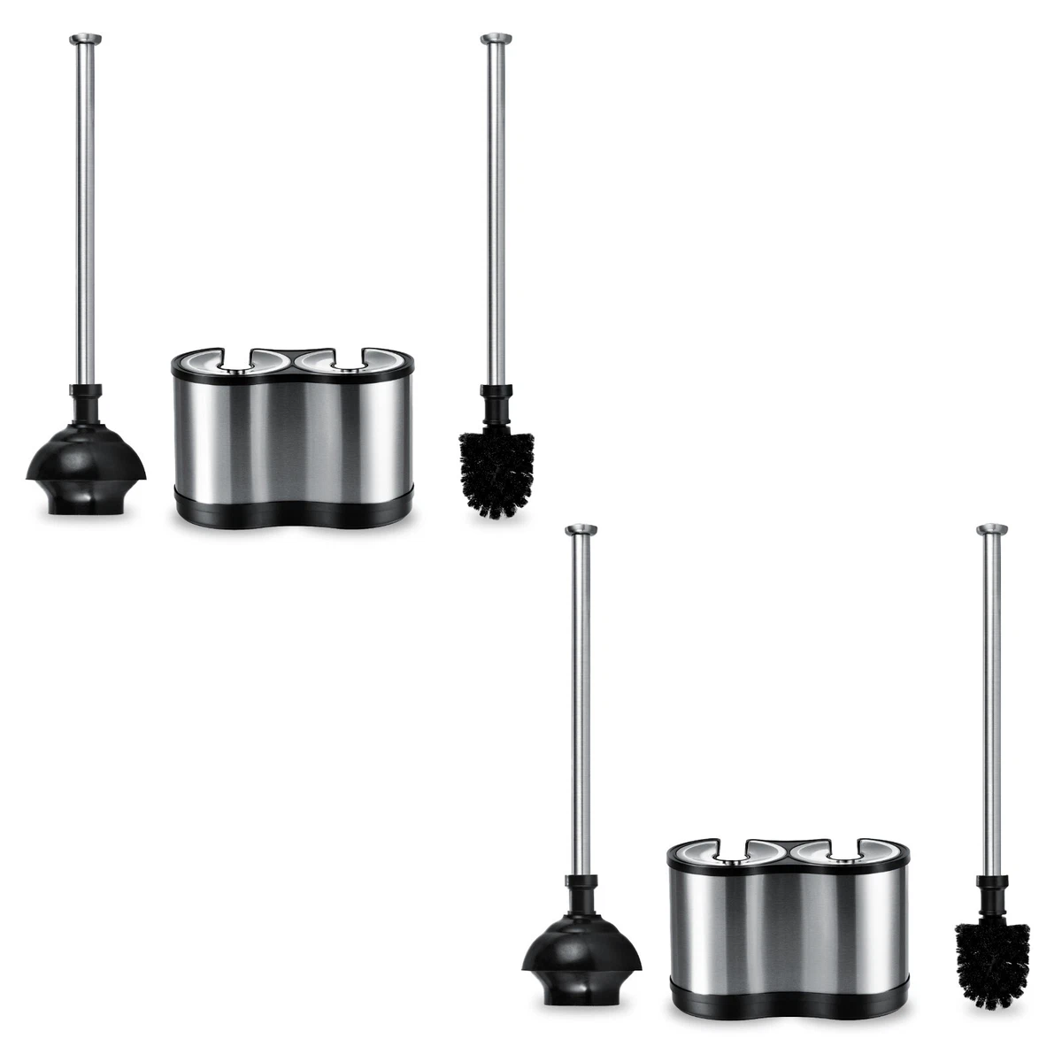 Pack De 2 Cepillos Y Soportes Para Inodoro De Acero Inoxidable, Antideslizante Y De Secado Rápido