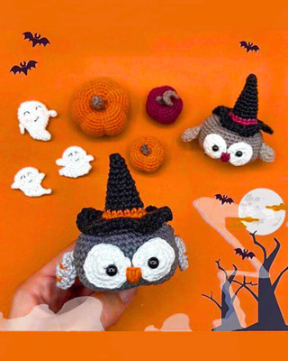 Easy Amigurumi Halloween Crochet Owl Pumpkin pattern Tutorial - DIY Crochet Toy