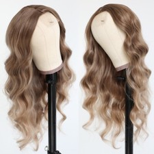Women Blonde Highlights Lace Front Wigs Synthetic Long Wavy Wig Heat Resistant