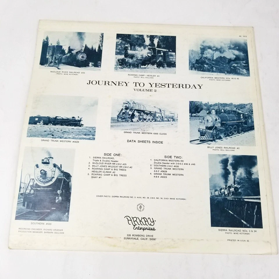 Journey To Yesterday Volume 2 Train Railroad Arkay Enterprises Vinyl LP Mono Foto 4 de 4