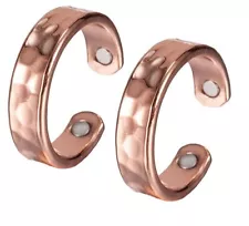 2 Pack Pure Copper Magnetic Ring Arthritis Therapy Adjustable Rings - Hammered