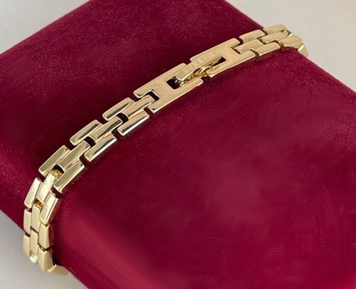 Luxus Armband Panzerkette Zirkonia Kristalle 585er Gold 14K vergoldet 17cm Damen - Bild 5 von 7