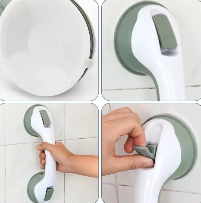 MANIGLIA DI SOSTEGNO CORRIMANO ANTISCIVOLO VASCA DOCCIA SUPPORTO VENTOSA - Immagine 2 di 4