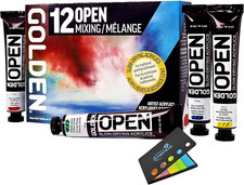 Golden OPEN Acrylic Paint Set, Mixing Painting Set, Slow Drying 12-Color Golden