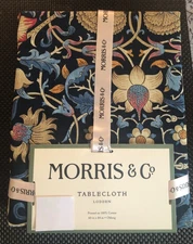 MORRIS & Co Lodden Navy Blue Floral 60 x 84" Cotton Tablecloth -- NWT