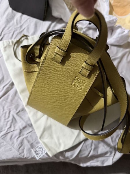 Loewe Hammock Small Yellow Leather Crossbody Bag Drawstring Strap Dust Bag