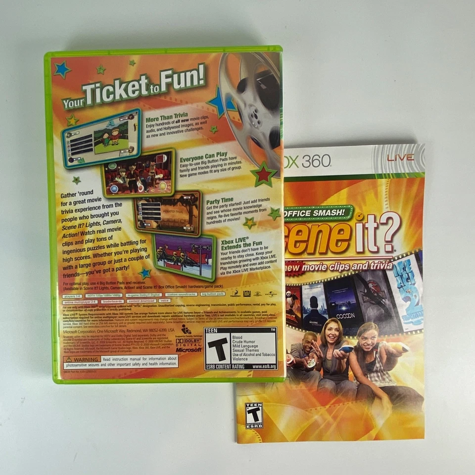 Scene It - Microsoft Xbox 360 Complete w/ Manual CIB - TESTED - Image 4 of 4
