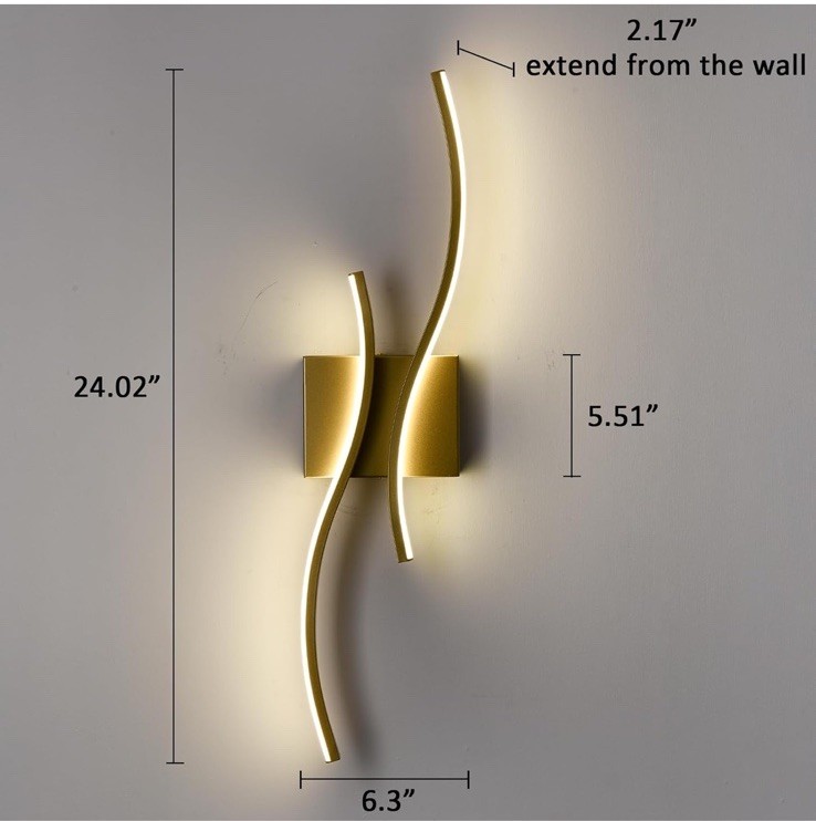 ✨TENGIANTS Modern LED Sconce Wall Lighting Indoor 24" Minimalist Industrial Gold