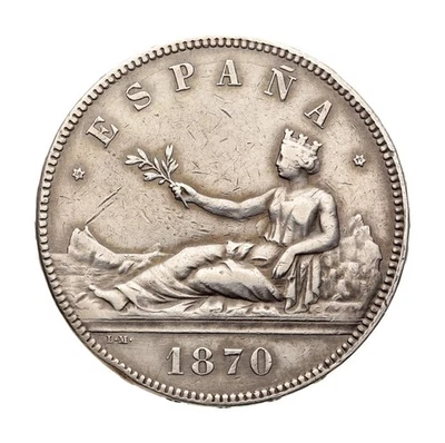 Espagne - 5 Pesetas 1870 - Gouvernement Provisoire - Madrid - Argent - Photo 1/2