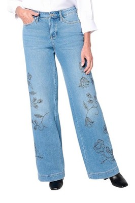NYDJ Women's Teresa Wide-Leg Novelty Jeans Water Canyon