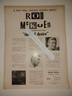 1958 Rod McKuen, KTLA Channel 5, Paramount Sunset Corp. 9x12 Industry clipping