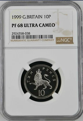 1999 Great Britain 10 Pence Lion With Crown Proof NGC PF 68