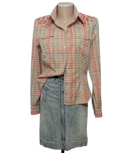 Women Escada Shirt Green Cotton 38
