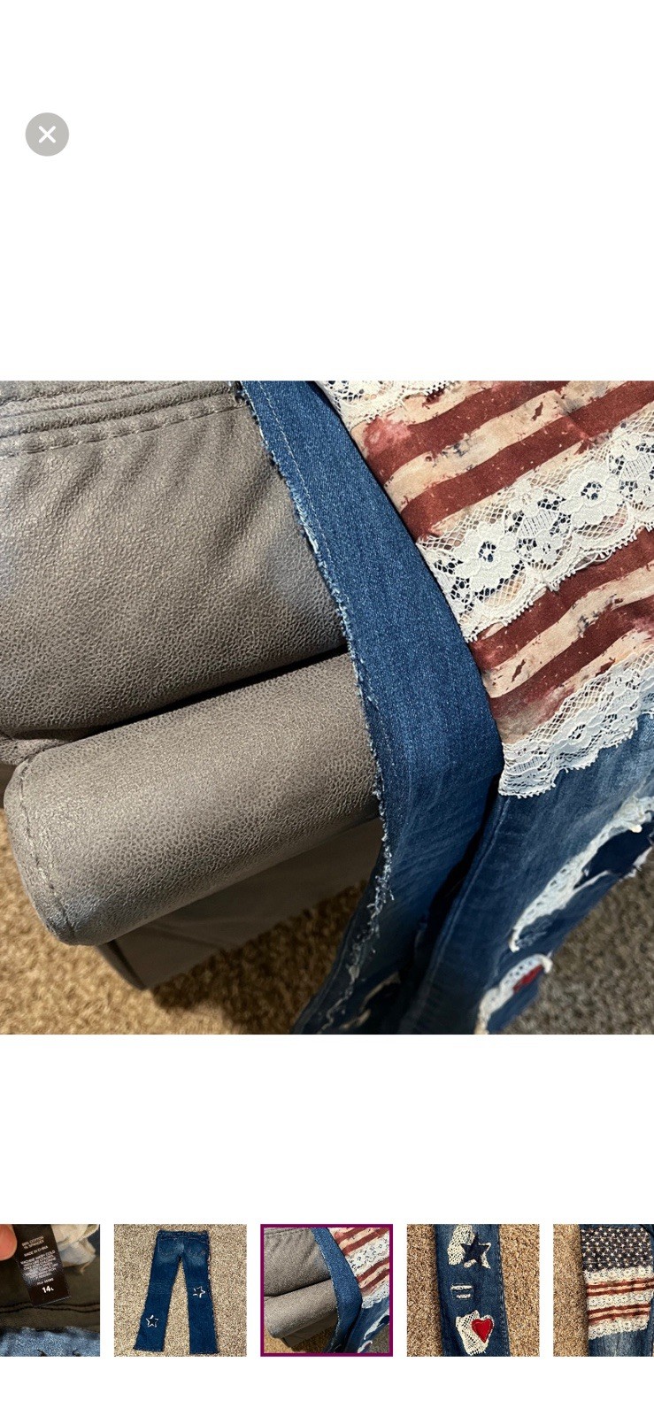 Upcycled Express Distressed Patchwork Embroidered… - image 7