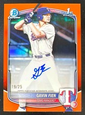 2025 Bowman Draft Chrome Orange Refractor #CPA-GF Gavin Fien RC Auto /25