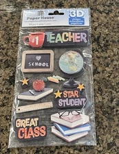 Paper House TEACHER 3D Stickers School Student Class Globe Books Education