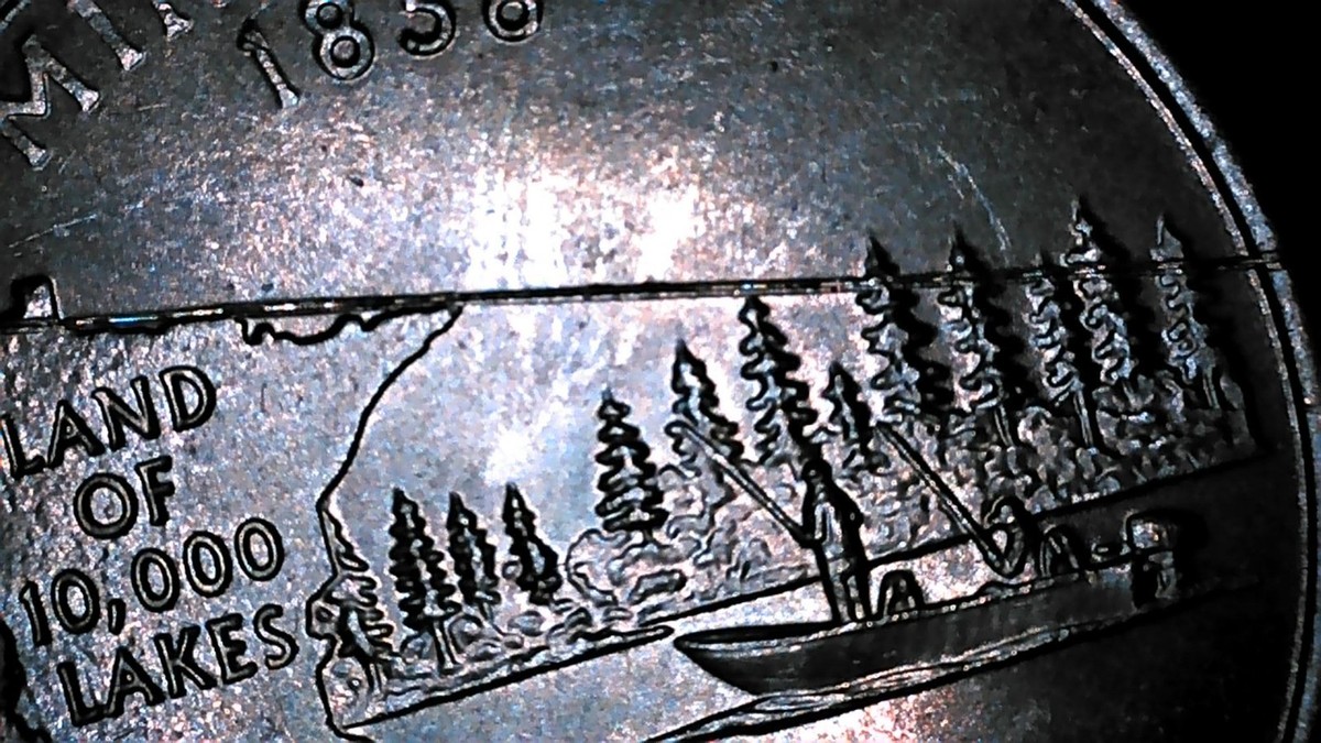 真珠湾攻撃 記念フレーム 切手 硬貨　頭の上Wの下◯エラーT エラー沢山あり 2005 Minnesota state quarter error die crack break strike through