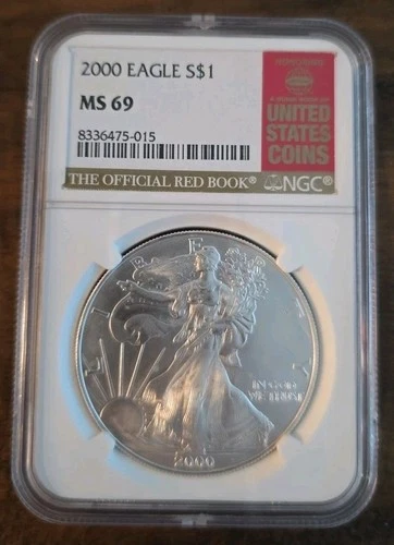 2000 American Silver Eagle NGC MS69 w/ EAGLE PRIVY Red Book Official Label