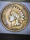 1860 Indian Head Cent Penny, Pointed Bust, Choice VF++