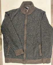 Pendleton Brown Gray Wool Full Zip Sweater Mock Neck Men's M Long Sleeve