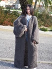 Mohair Long Coat Coffee Gray Oversize HandKnitted Big Size by LanaKnittings