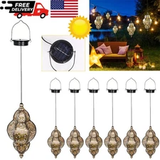 Solar Lantern Outdoor Waterproof Hanging Garden Decor Metal LED Decorative Lamp