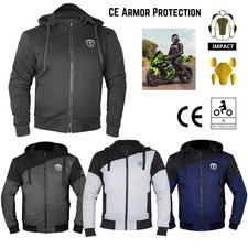 Men's Motorcycle Hoodie Fleece Jacket Made with Kevlar� CE Armour Removable UK