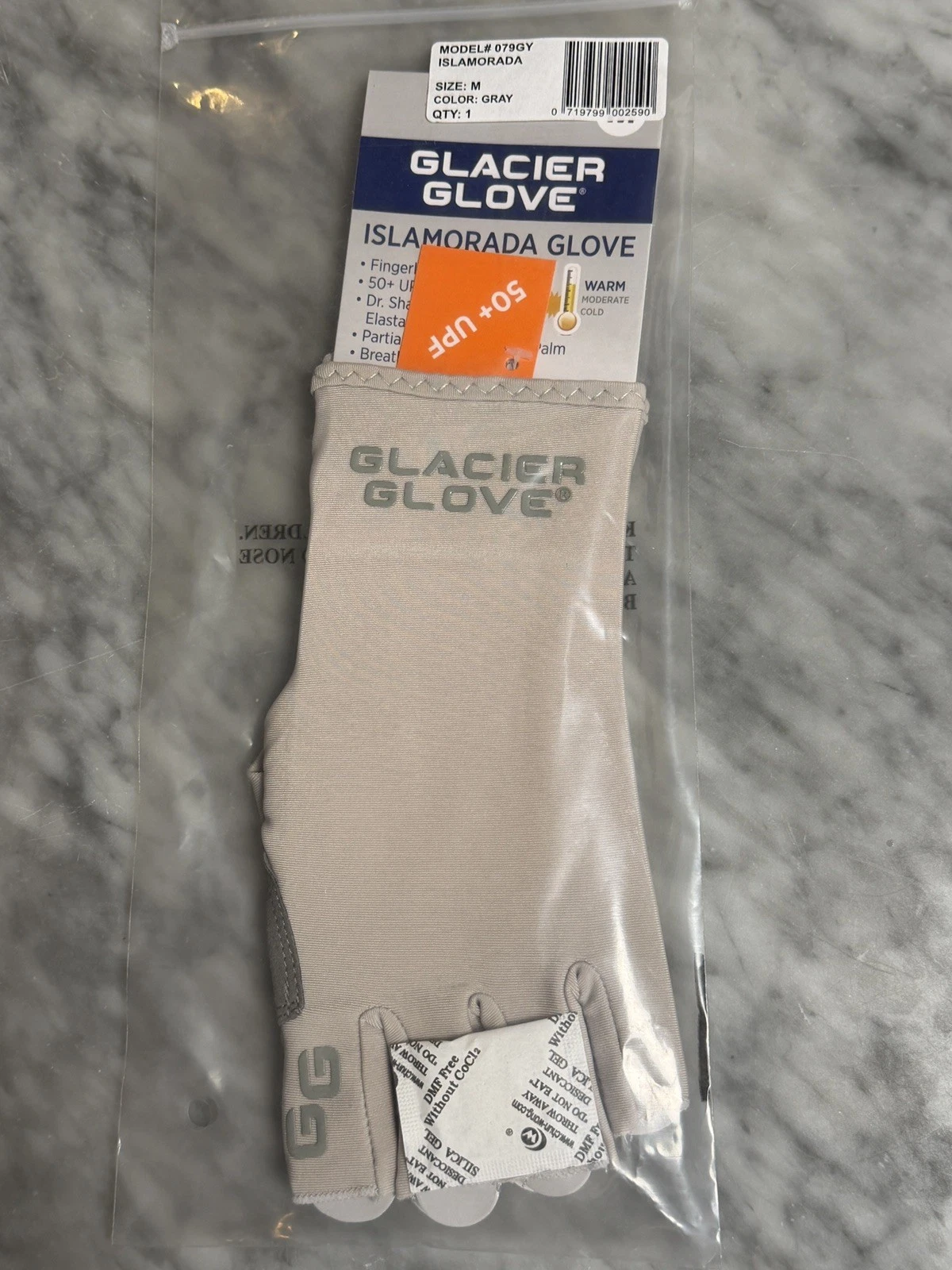 GLACIER GLOVE Islamorada Sun Gloves M Gray UV Protection Quick-Dry Outdoor