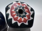 Pair Antique Venetian Chevron Rosetta Glass Trade Beads Blue Green Large African — photo 3