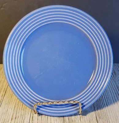Bauer Los Angeles 3Dot Ringware 6.5'' Ceramic Bread Butter Plate Blue Mid Century