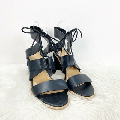 Very Volatile 8 Womens Black Faux Leather Strappy Heeled Sandals