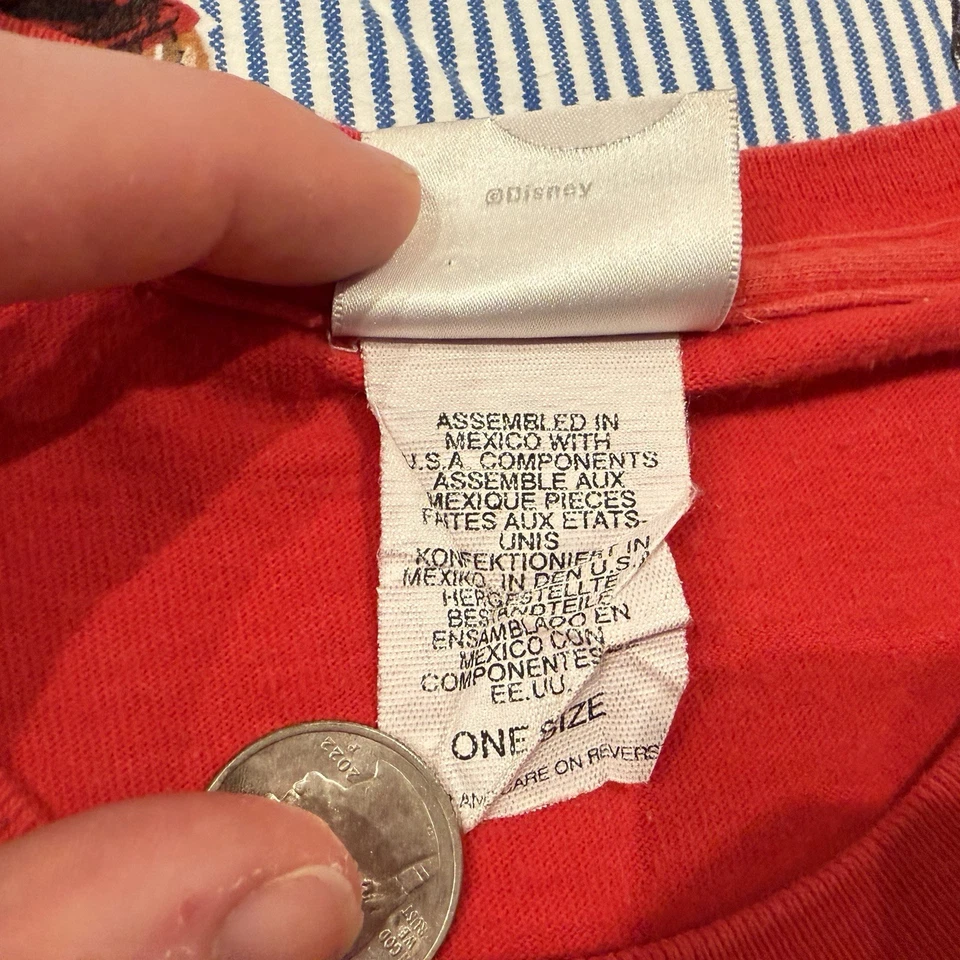 Винтажная праздничная красная футболка 90-х Disney Winnie The Pooh Christmas один размер - Изображение 4 из 4