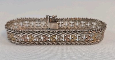 Vintage Milor 925 Sterling Silber italienisches dreifarbig geflochtenes Armband