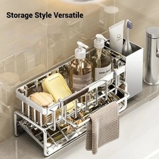 Stainless Steel Over Sink Dish Drying Rack Organizer Sponge Holder No Drill Pro