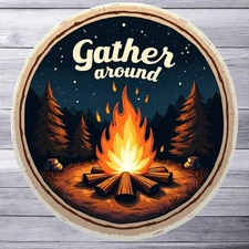 Camping sticker vinyl decal campfire night gather around outdoor