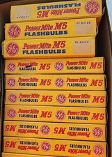 NOS Vintage GE PowerMite M5 Flashbulbs Lot Of 9 Bx 108 Bulbs Total New In Box