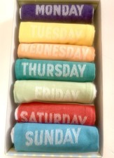 NEW Martha Stewart 7 Cotton Dish/Tea Towels Boxed Set Days of the Week