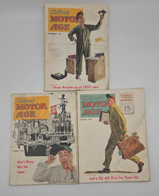 Vintage Lot of three Chilton's Motor Age Magazine Auto Repair Apr-Mar-Nov 1954