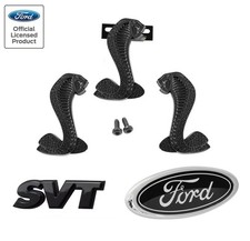 1994-2004 Ford Mustang Cobra Svt All Black 5pc Fender Grille Rear Trunk Emblems 1994-2004 Ford Mustang Cobra Svt All Black 5pc Fender Grille Rear Trunk Emblems